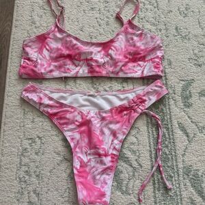 Pink & White Tie Dye Bikini Set